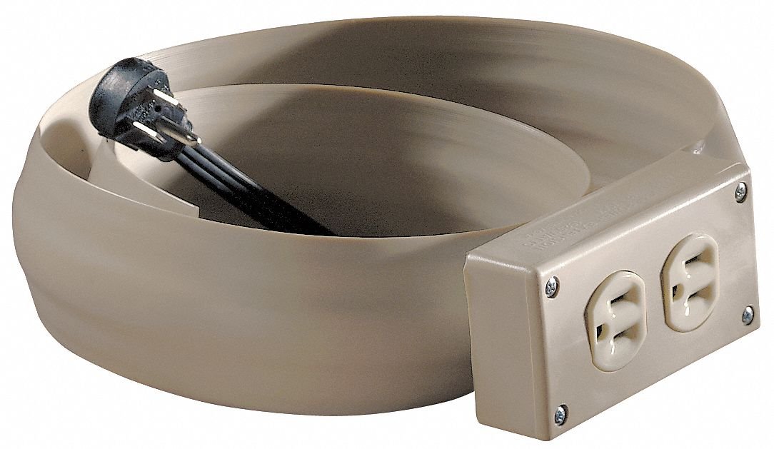 FLEXIDUCT 8 ft, 6 ft. Covered 300VAC Indoor Power Extensions with Cord Cover, Beige; No. of Outlets: 2