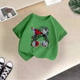 thumbnail image 5 of LUOGENLI T-Shirt pour Filles Enfant Filles Mignon Imprimé Graphique Col Rond Manche Courte Tee Été Décontracté T-Shirt Maxi Hauts Ensemble Volant Vert 8-9 Ans, 5 of 5
