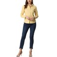 thumbnail image 2 of INSPIRE CHIC Chemises à Col à Revers pour Femmes, Boutonnées, Manches Longues Retroussables, L Jaune, 2 of 6
