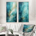 thumbnail image 1 of Designart "Turquoise Calm II" Abstract Landscapes Framed Wall Art Set Of 2 - Teal Landscapes Gallery Wall Frame Set For Home Decor, 1 of 6