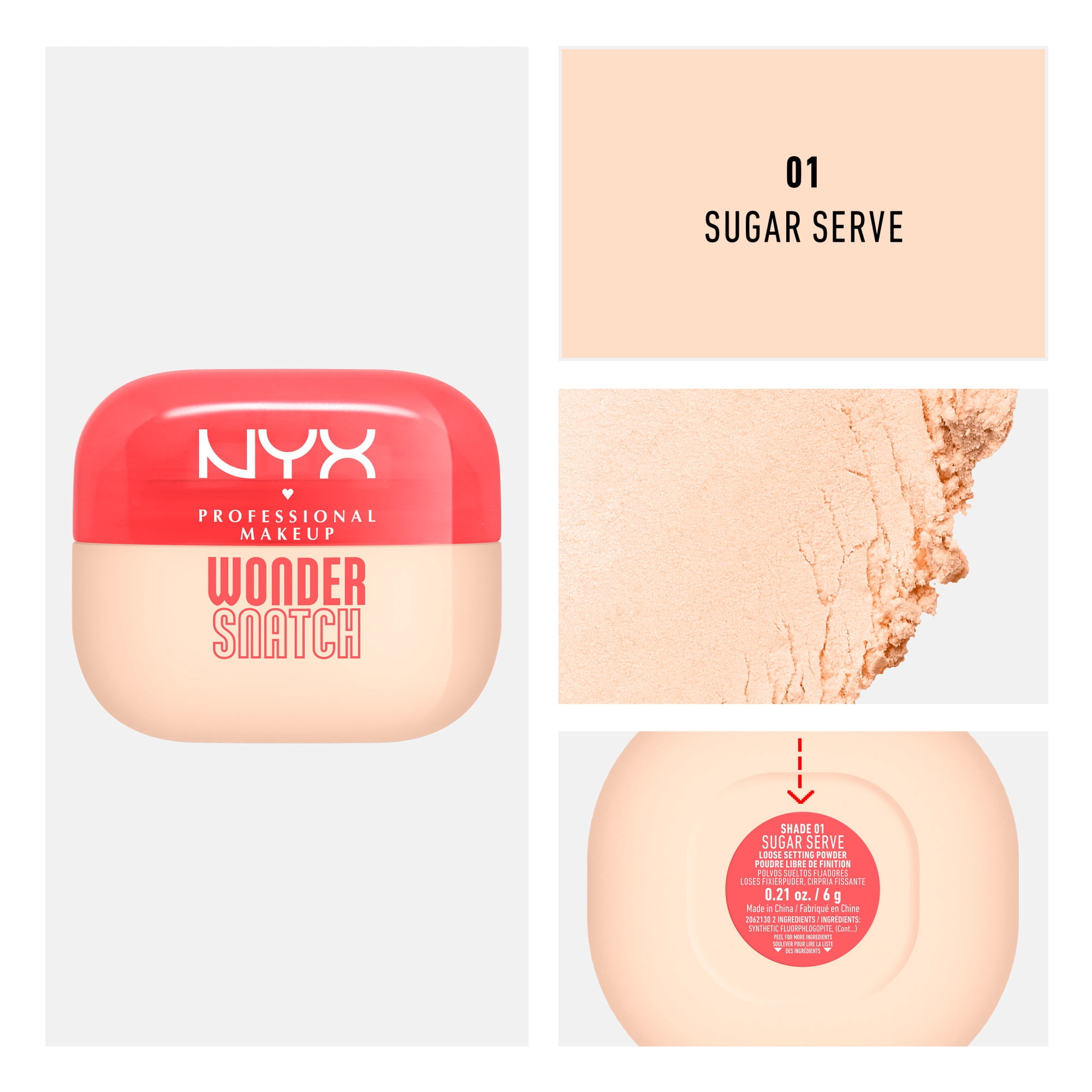 NYX Professional Makeup Wonder Snatch Poudre Libre Fixatrice, Sugar Serve