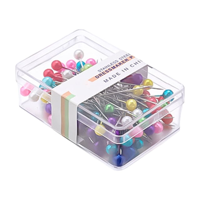Needle and Thread Kit Sewing Pins Set for DIY Projects – 100 Straight Pins with Multicolor Pearlized Heads for Fabric Quilting and Crafting