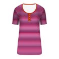 thumbnail image 3 of Birdeem Mode Blouses Imprimées Rayées pour Femmes T-Shirt à Boutons Manches Courtes Col Rond, 3 of 9