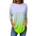 thumbnail image 2 of Pxiakgy Vente Chaude!! T-Shirts à Manches Longues Col Rond pour Femmes Printemps Automne Tie Dye Hauts Amples Tunique Décontractée Blouse Col Printemps Tunique Imprimée Décontractée T-Shirts Trois Quarts Hauts pour Femmes Vert 3TG, 2 of 5
