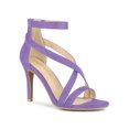 thumbnail image 1 of BLISSFUL STEP Women Zipper Ankle Strap Stiletto Heel Sandals Light Purple 9, 1 of 7