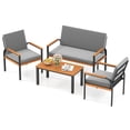 thumbnail image 2 of Costway Ensemble de Mobilier de Patio 4 Pcs avec Table à Café, Causeuse et 2 Chaises Simples pour Véranda Gris, 2 of 10