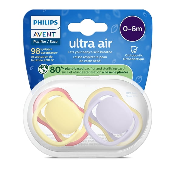Philips Avent Ultra air Pacifier 0-6m yellow/ fresh lilac
