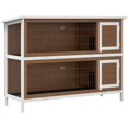 thumbnail image 1 of PawHut 2 Tier Rabbit Hutch Bunny Pet House Wooden Coop Run Brown, 1 of 10