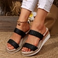 thumbnail image 3 of Dakaela Womens Wedge Slide Sandals Braided Platform Espadrilles Open Toe Summer Beach Walking Shoes, 3 of 7