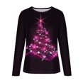 thumbnail image 4 of Jienlioq T-Shirts de Noël Grande Taille Mode pour Femmes à Col Rond à Manches Longues Imprimé Décontracté T-Shirt Blouse Hauts, 4 of 5