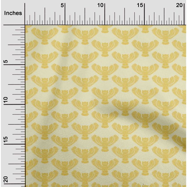 oneOone Cotton Poplin Fabric Owl Block Print Sewing Fabric BTY 56 Inch Wide
