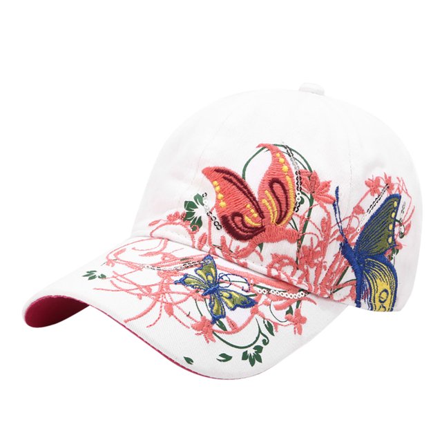 Coofit Women Baseball Cap Adjustable Embroidery Butterfly Snapback Hat Outdoor Sun Hat