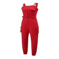 thumbnail image 4 of CNKOO Salopette Décontractée Extensible Ajustable pour Femmes, Col Carré, Pantalon Long avec Poches, Jaune 2TG, 4 of 8