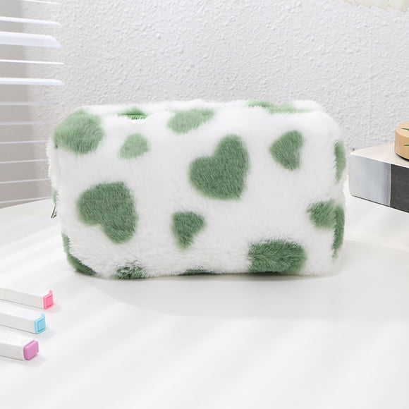 Cosmetic Storage Bag Large Capacity | Cute Shiny Pattern Travel Organizer | Portable Makeup Pouch With Zipper, Plush Material | Multi-Use Desk Accessory Holder, Durable, Fashionable Design,