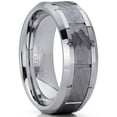 thumbnail image 1 of Men's Hammered Grooved Tungsten Carbide Wedding Band Ring, 8mm Comfort Fit 9, 1 of 5