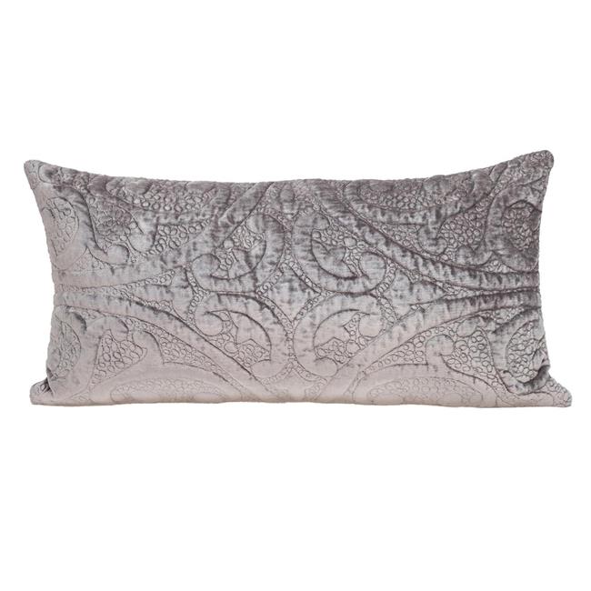 HomeRoots 402841 Taupe Quilted Velvet Lumbar Throw Pillow