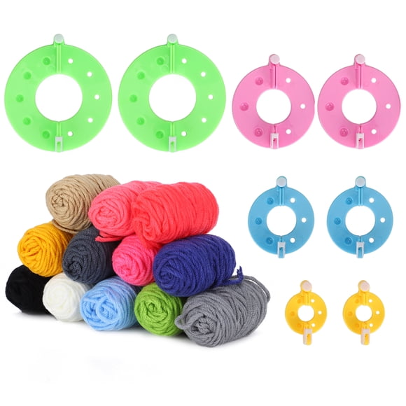 FAGINEY Pom-pom Maker Set DIY Wool Knitting Craft Tool Different Sizes Pompom Maker Fluff Ball Weaver 12 Colors
