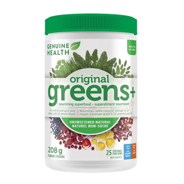 Genuine Health Original Greens+ Superfood Greens Powder naturel non sucre 25 portions, 208gr