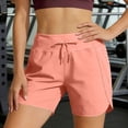 thumbnail image 2 of Yammkia Shorts Taille Haute Femme Shorts de Course Tissés à Taille Froncée Coupe Régulière pour Femmes avec Poche (Rouge Melon D\'eau, TTG), 2 of 4