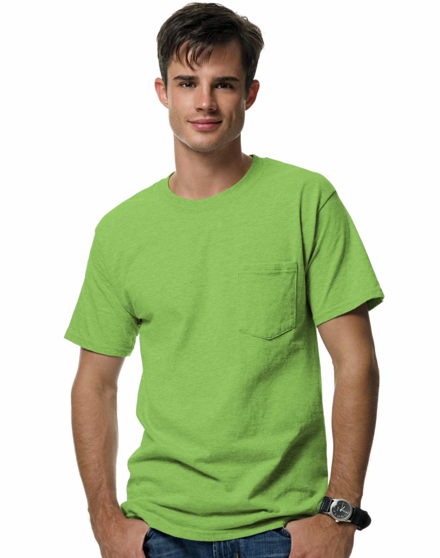 Hanes Beefy-T T-Shirt à Poche pour Hommes, m, Lime