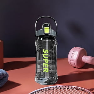 EGNMCR Kitchen Gadgets, 2 Liter Large-capacity Sports Water Bottle Fashionable Trend Straw Cup With Scalemark Portable Concise Leakproof Shatterproof Water Cups Plastic Sports Water Bottle
