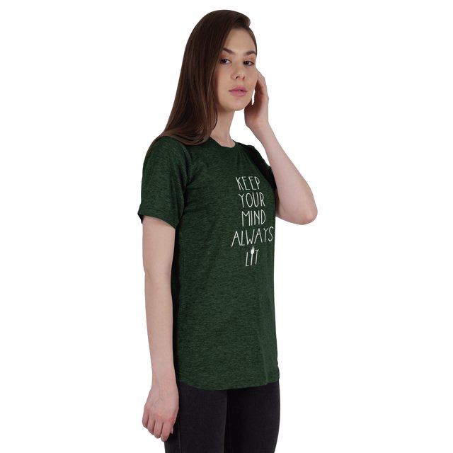 Inkmeso Women Quote Top Keep Your Mind Always Lit Graphic Print Tee T-Shirt