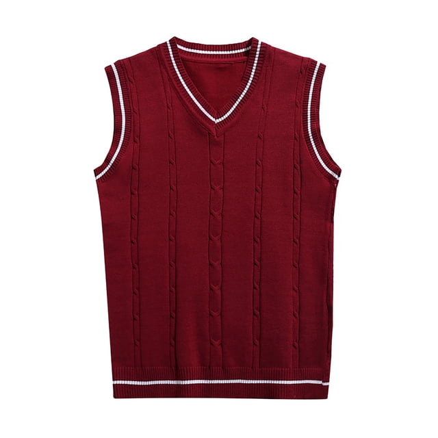 Kcodviy Gilet Sans Manches pour Homme, Veste Cole, Bordure Rayée, Col en V, Veste d'Hiver Isolée pour Homme, Chandail à Capuche Sans Manches