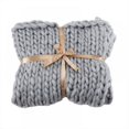 thumbnail image 4 of Chunky Knit Blanket Merino Wool Hand Made Throw Boho Bedroom Home Decor Giant Yarn, 4 of 4