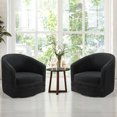 thumbnail image 3 of Gymax Set of 2 Modern Swivel Barrel Chair Velvet Accent Chair with Metal Base, 3 of 10