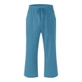 thumbnail image 5 of AherBiu Plus Size Capris pour Femmes Pantalon Capri Décontracté d'Été en Coton et Lin Taille Haute Droit Court, 5 of 5