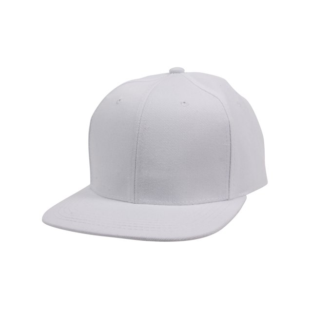Top Headwear Casquette à Visière Plate Ajustable à Bouton-Pression - Blanc