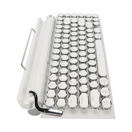 Mechanical Keyboard, Typewriter Mechanical Keyboard 83 Keys 2000mA Capacity Blue Switch  For Tablet White