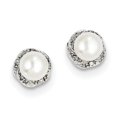 thumbnail image 1 of Boucles d'Oreilles en Argent Sterling Rhodié FW Perle de Culture & Diamant QDX324, 1 of 2