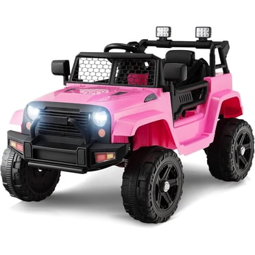 OLAKIDS Kids Ride On Truck, 12V Electric Vehicle Car with Remote Control, Toddlers Battery Powered Toy with 2 Speeds, Spring Suspension, Double Open Doors, LED Lights, Music, USB, Mp3