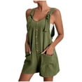 thumbnail image 1 of EQWLJWE Combishort Salopette pour Femmes, Combishorts Combinaisons Courtes pour Femmes, Combishort d'Été Sans Manches pour Femmes avec Bretelles à Nœud Ajustables, Combishorts Salopette avec Poches, 1 of 7