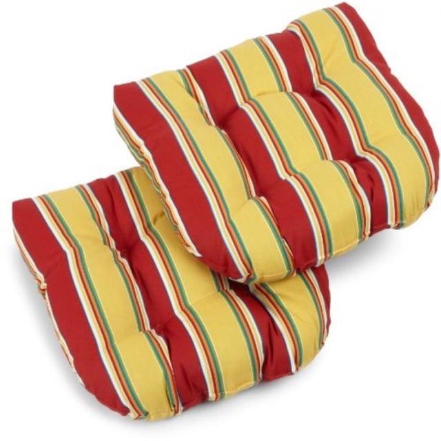 Coussin de Chaise de Salle à Manger Extérieur en Polyester Filé Tufté en Forme de U de 19 Pouces (Ensemble de 2) - Haliwell Multicolore