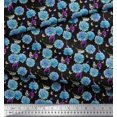 thumbnail image 2 of Soimoi Blue Cotton Cambric Fabric American Robin,Insect & Flower Decor Fabric Printed BTY 56 Inch Wide, 2 of 3
