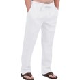 thumbnail image 1 of Innerwin Pants Elastic Waist Men Trousers Beach Drawstring Lightweight Long Pant White 4XL, 1 of 3