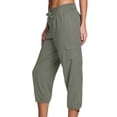 thumbnail image 2 of Plebaso Pantalon Capri Cargo pour Femmes, Joggers de Randonnée Légers à Cordon, Capris de Travail d'Extérieur avec Poches, 2 of 6