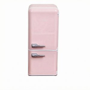 Kowaku Dollhouse Réfrigérateur intérieur lumière Miniature Réfrigérant ouvert porte Dollhouse Fridge, Rose