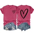 thumbnail image 1 of fatyb Heart T-Shirts pour Femmes Manches Courtes Col Rond T-Shirt Graphique Été Décontracté Imprimé, 1 of 3