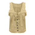 thumbnail image 5 of Timegard Tank Top for Women Lace U Neck Drawstring Sleeveless Ruched Button Summer Fashion Casual Tee, 5 of 5