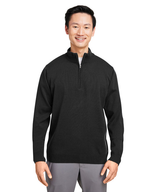 Harriton M421 Unisex Pilbloc Quarter-Zip Sweater - BLACK - 4XL