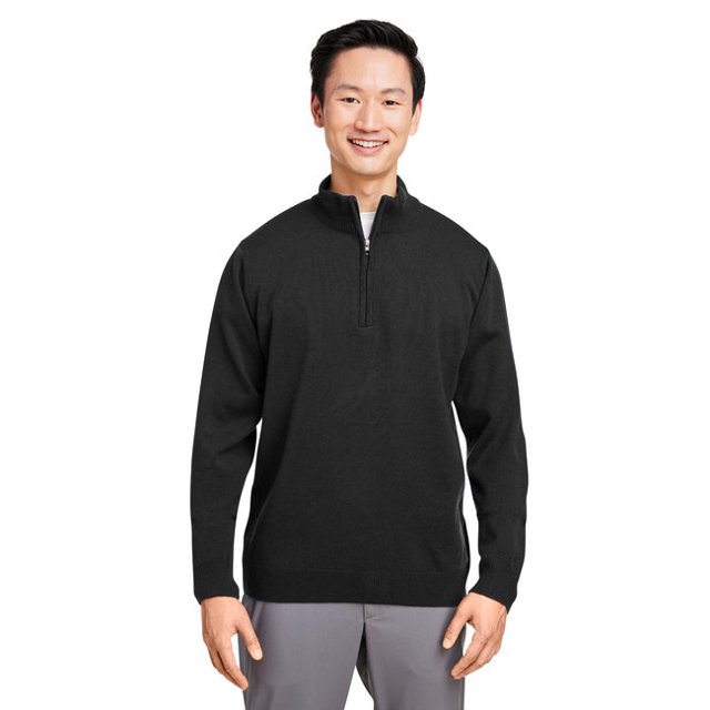 Harriton M421 Unisex Pilbloc Quarter-Zip Sweater - BLACK - 4XL