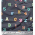 thumbnail image 1 of Soimoi Modal Satin Fabric Numbers & Alphabets Text Printed Craft Fabric by The Yard 42 Inch Wide, 1 of 3