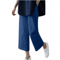 thumbnail image 1 of VEKDONE Womens Cotton Linen Capris Pants Navy XXL, 1 of 3
