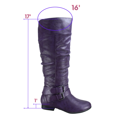 thumbnail image 2 of Bottes Cavalières à Fermeture Éclair pour Femmes, Hauteur Genou, Décontractées, Talon Plat Bas, Bottes d'Hiver, Chaussures ( Violet, 8), 2 of 5