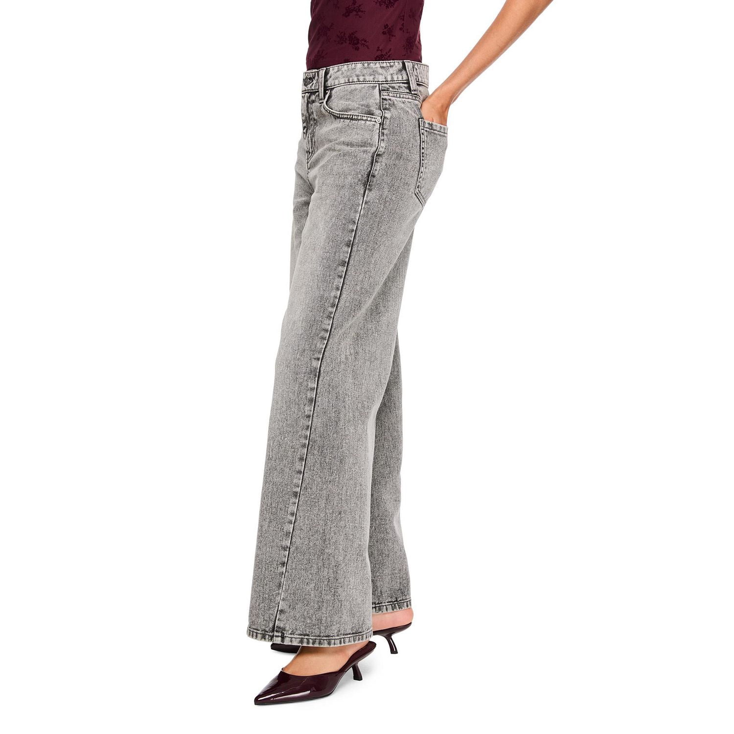 Jean à jambe large et taille mi-haute No Boundaries pour femmes