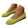 thumbnail image 1 of Dakaela Ballerines pour Femmes à Bout Rond en Tricot à Enfiler Ballerines de Marche Mocassins à Petit Talon Compensé Vert 9.5, 1 of 8