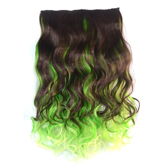 Dadatutu Clip-In Hair Wig for Women - Gradient Color Long Curly Hair Extension, High-Temperature Fiber, Double Weft, Easy to Install & Style